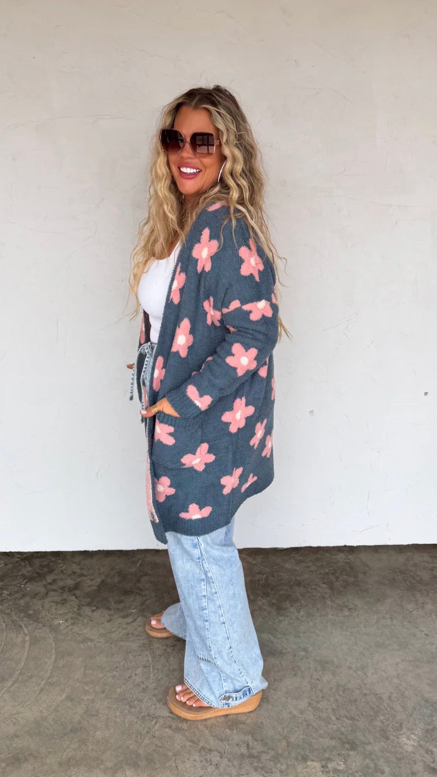Pink/Blue Flower Cardigan