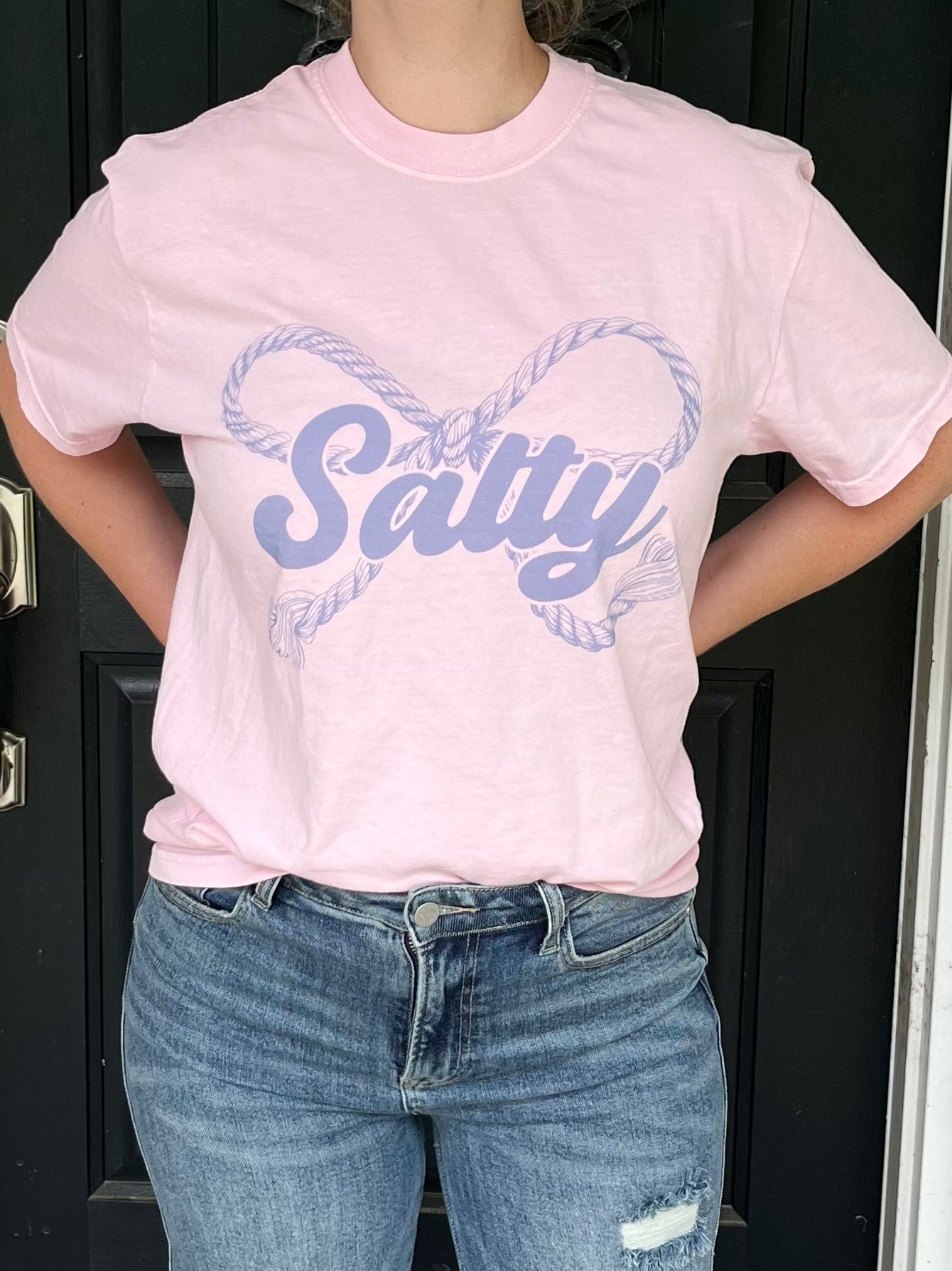 Pink Salty Coquette Rope Bow Tee