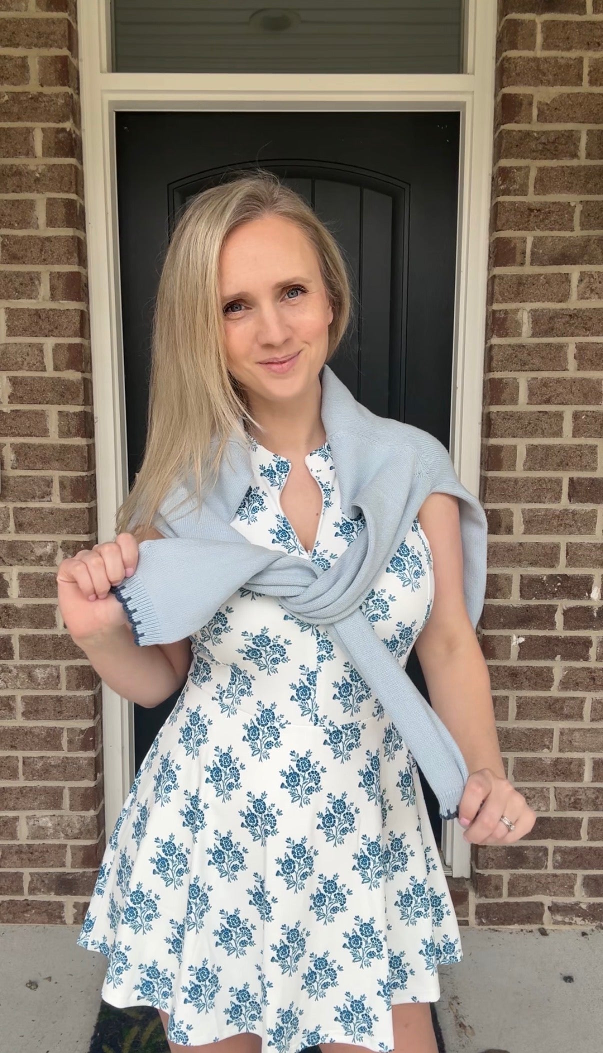Blue Floral Athleisure Dress