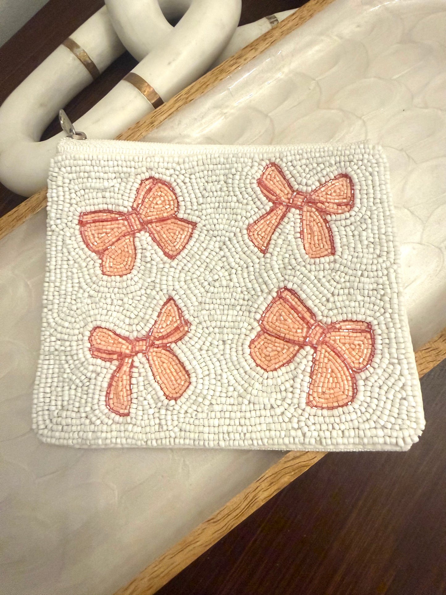 Bow Beaded Coin Pouch