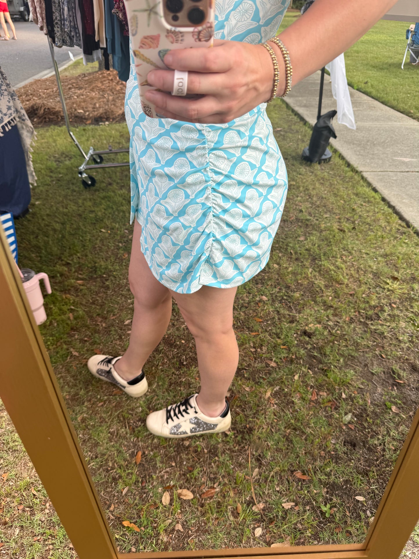 Blue Floral Print Athleisure Dress