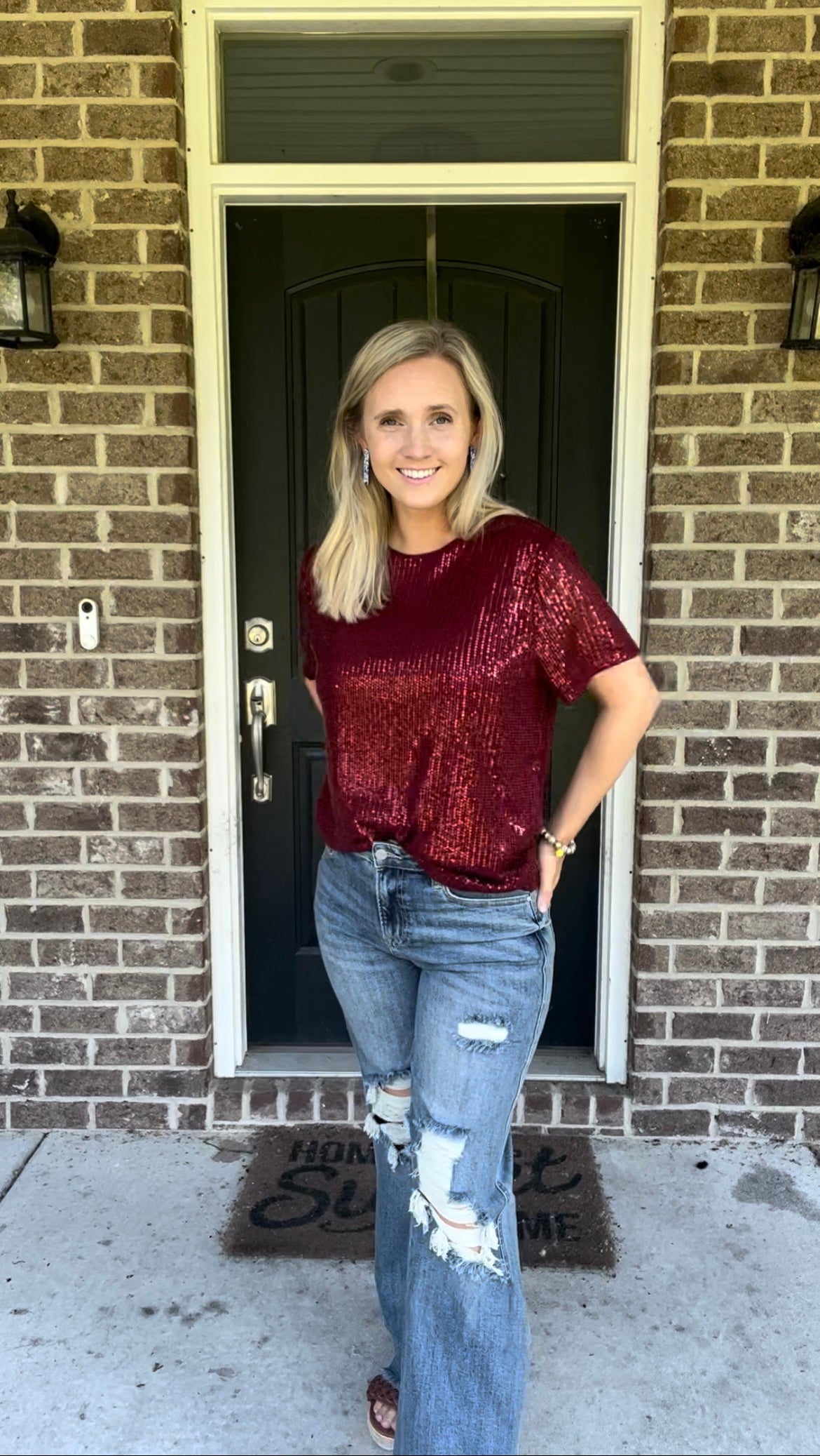 Burgundy Sequin Top