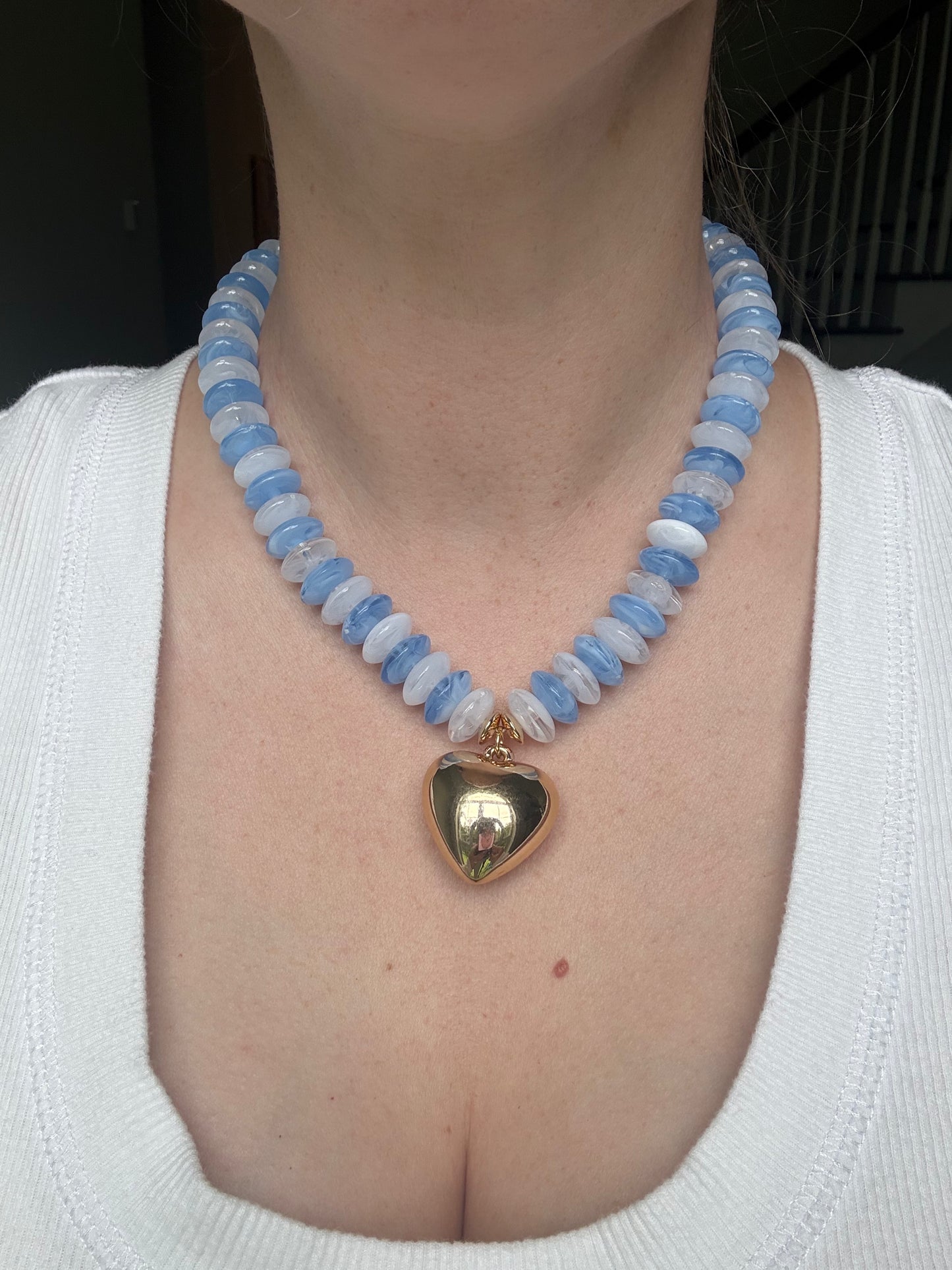 Puffy Heart Beaded Necklace