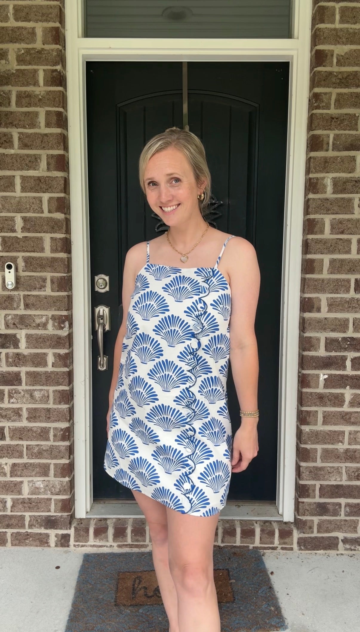 Blue Shell Scallop Trim Dress