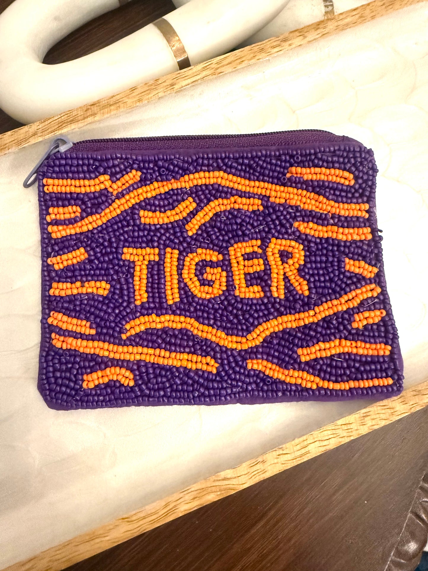 "TIGER" Beaded Coin Pouch