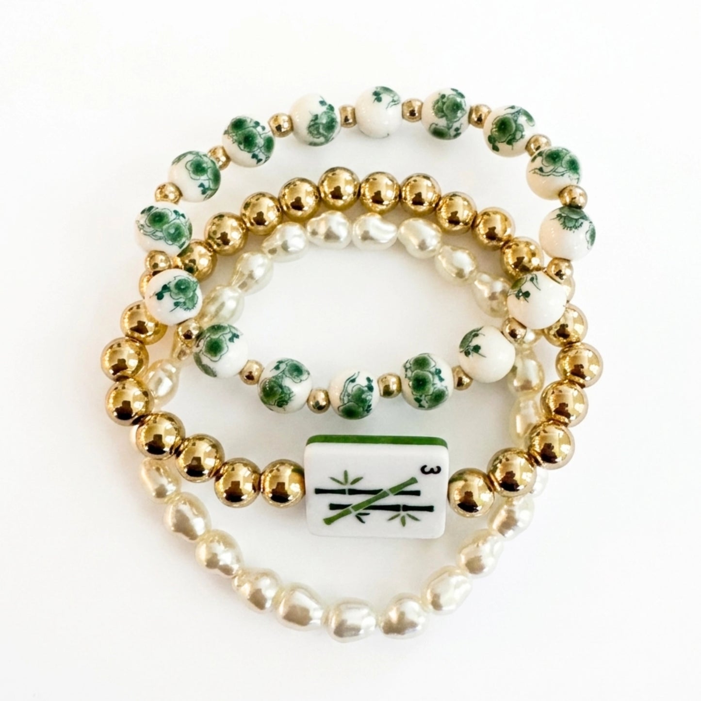Mahjong Beaded Bracelet Stack