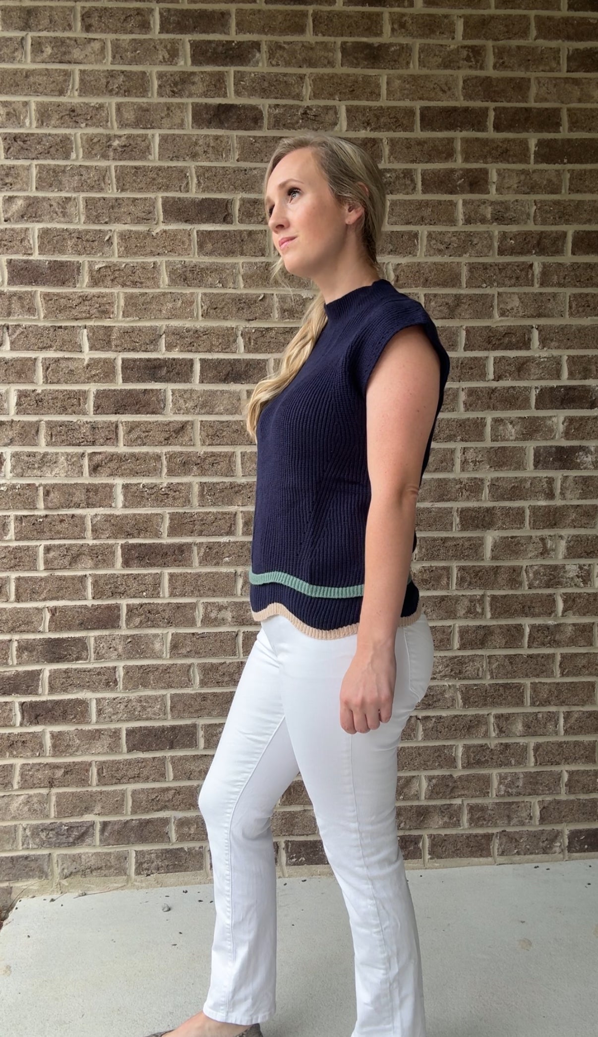 Mock Neck Navy Sleeveless Sweater