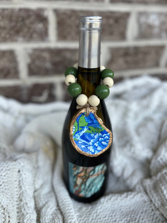 Bottle or Vase Charm- Blue/Green Floral