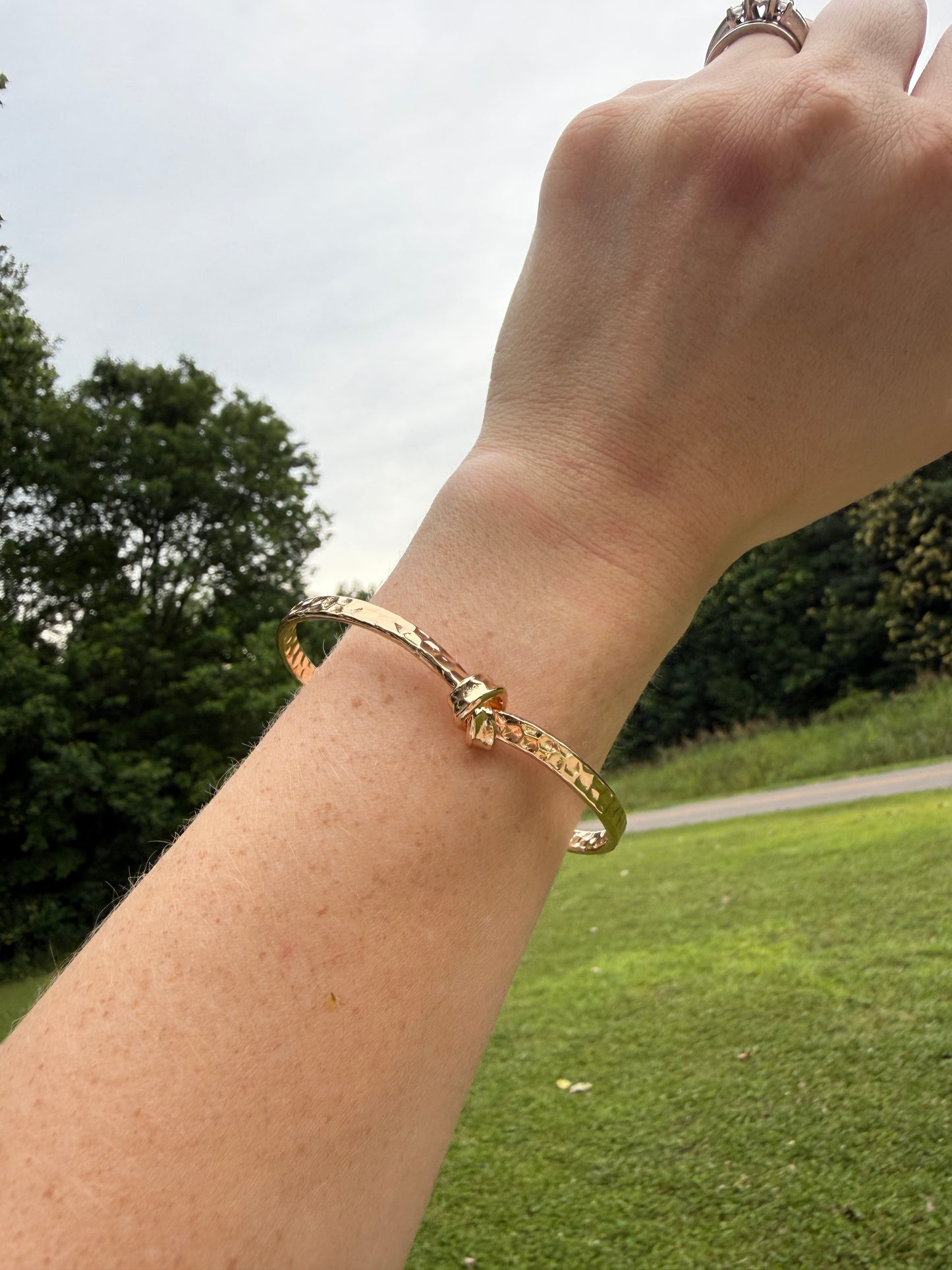 Knot Hammered Cuff Bracelet
