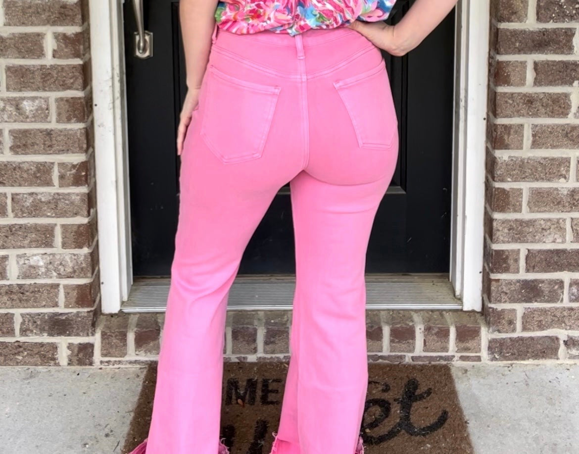 Pink Tummy Control Jeans