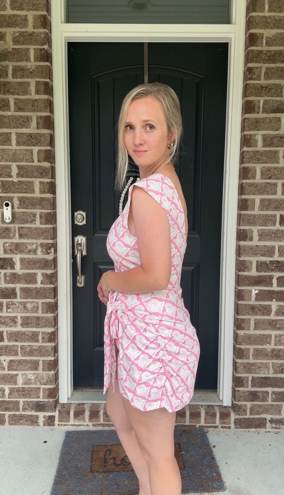 Pink Floral Print Athleisure Dress