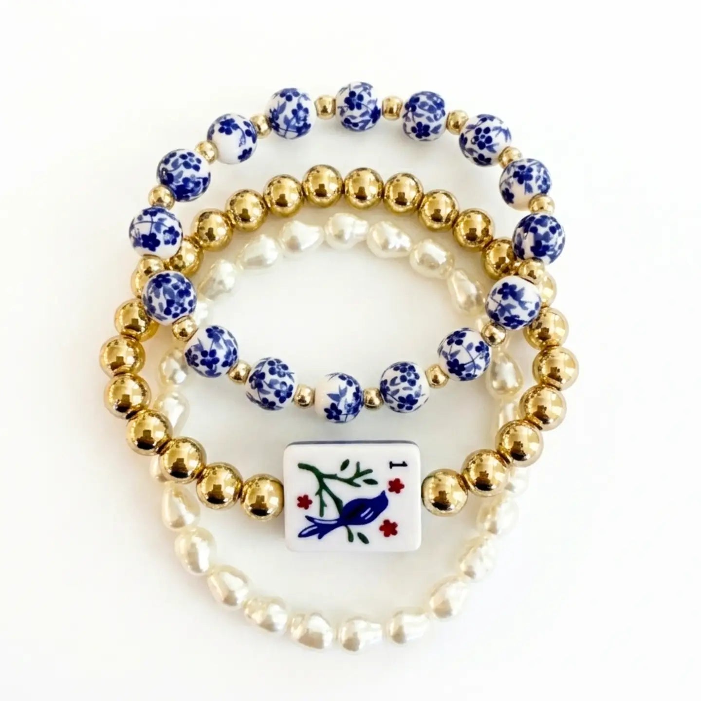 Mahjong Beaded Bracelet Stack
