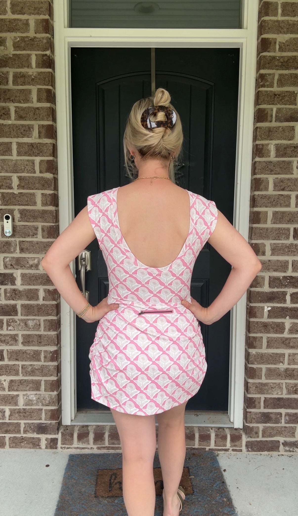 Pink Floral Print Athleisure Dress
