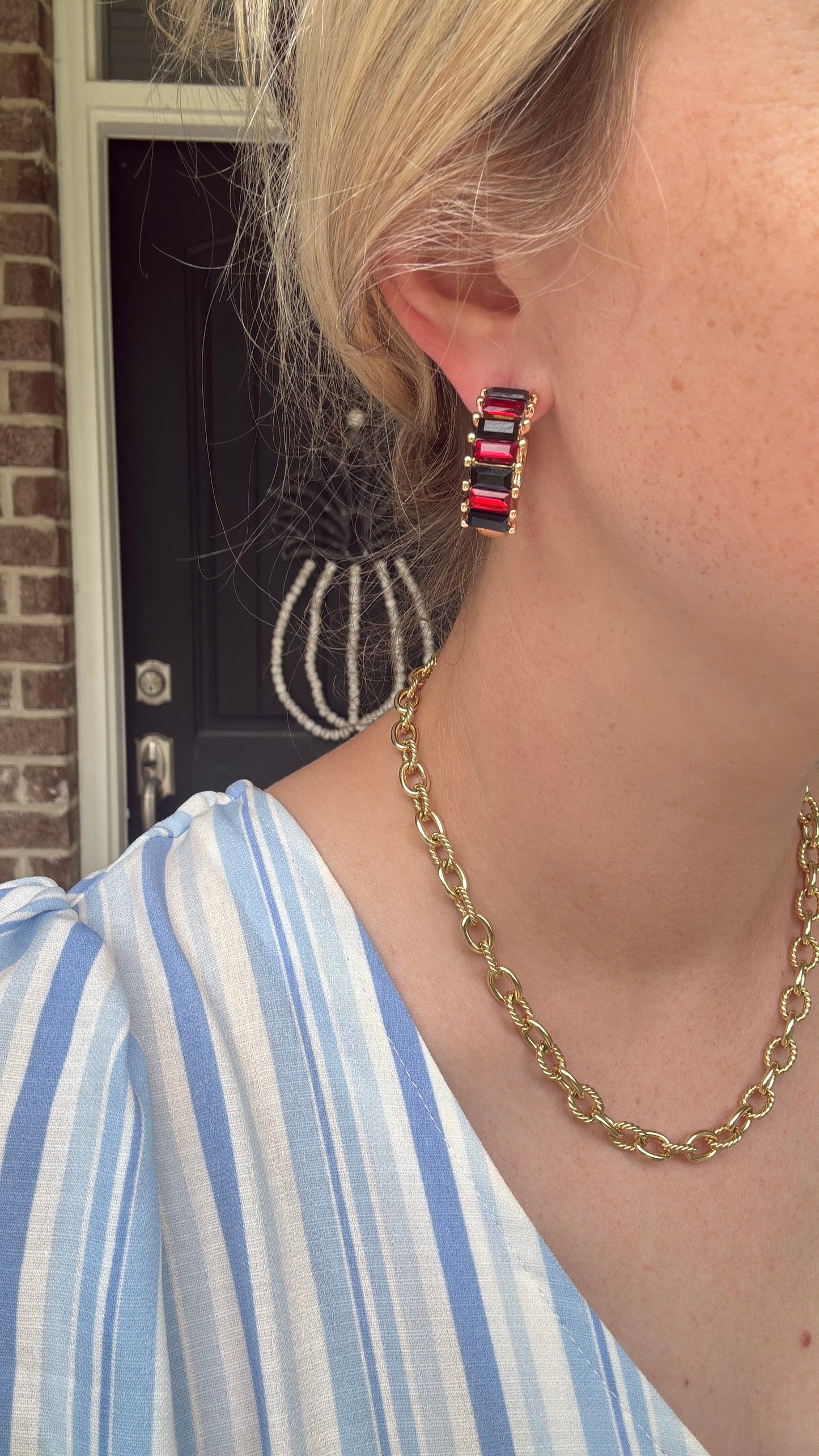 Gameday Garnet/Black Hoop Earrings