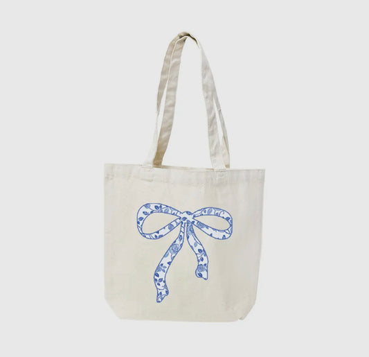 Grandmillennial Bow Canvas Tote