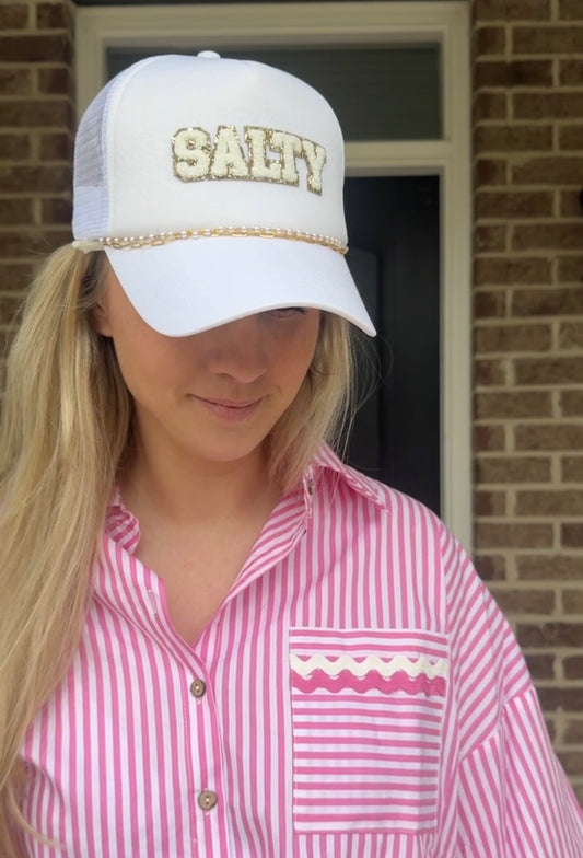 "SALTY" White Trucker Hat