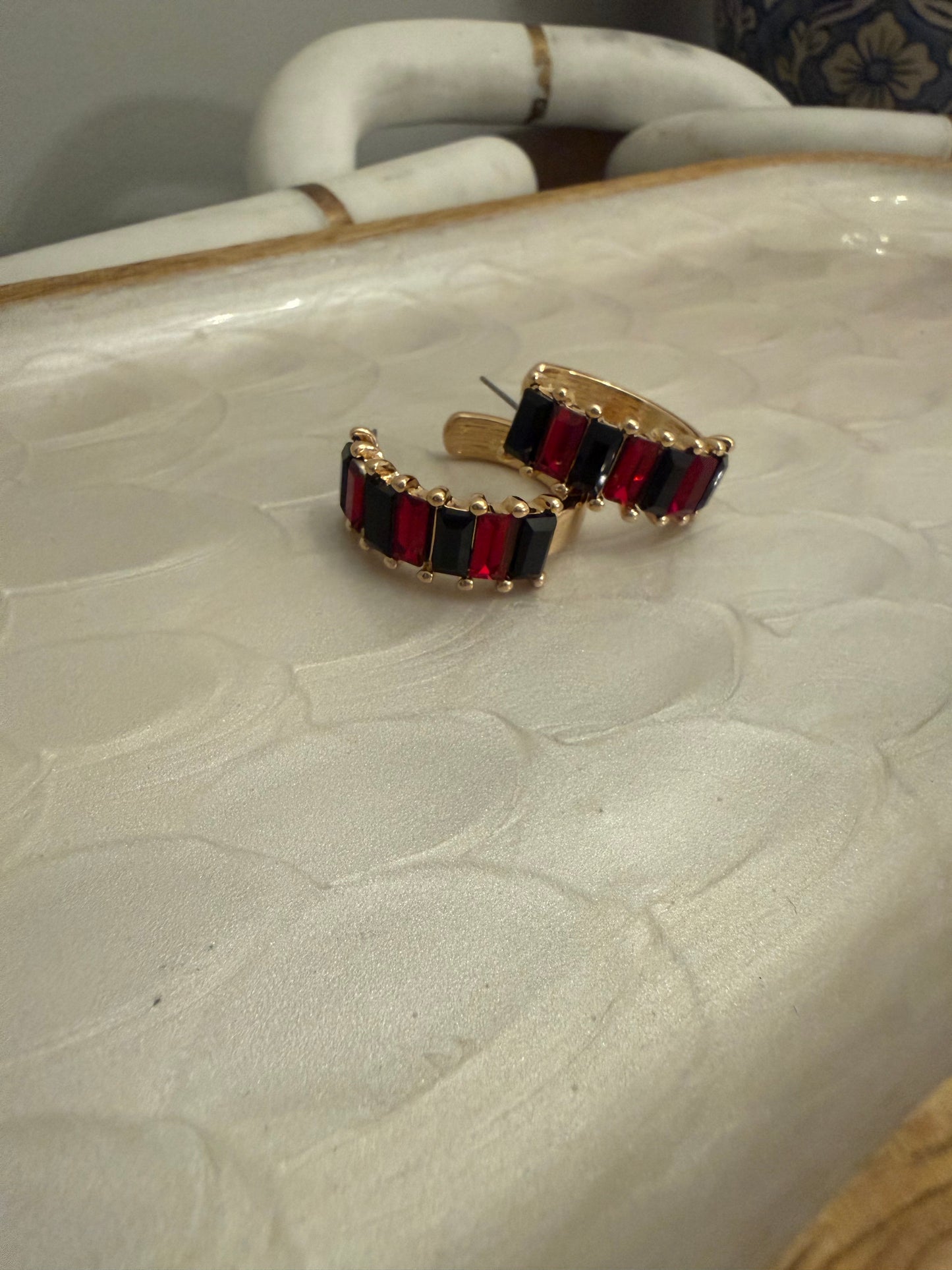 Gameday Garnet/Black Hoop Earrings