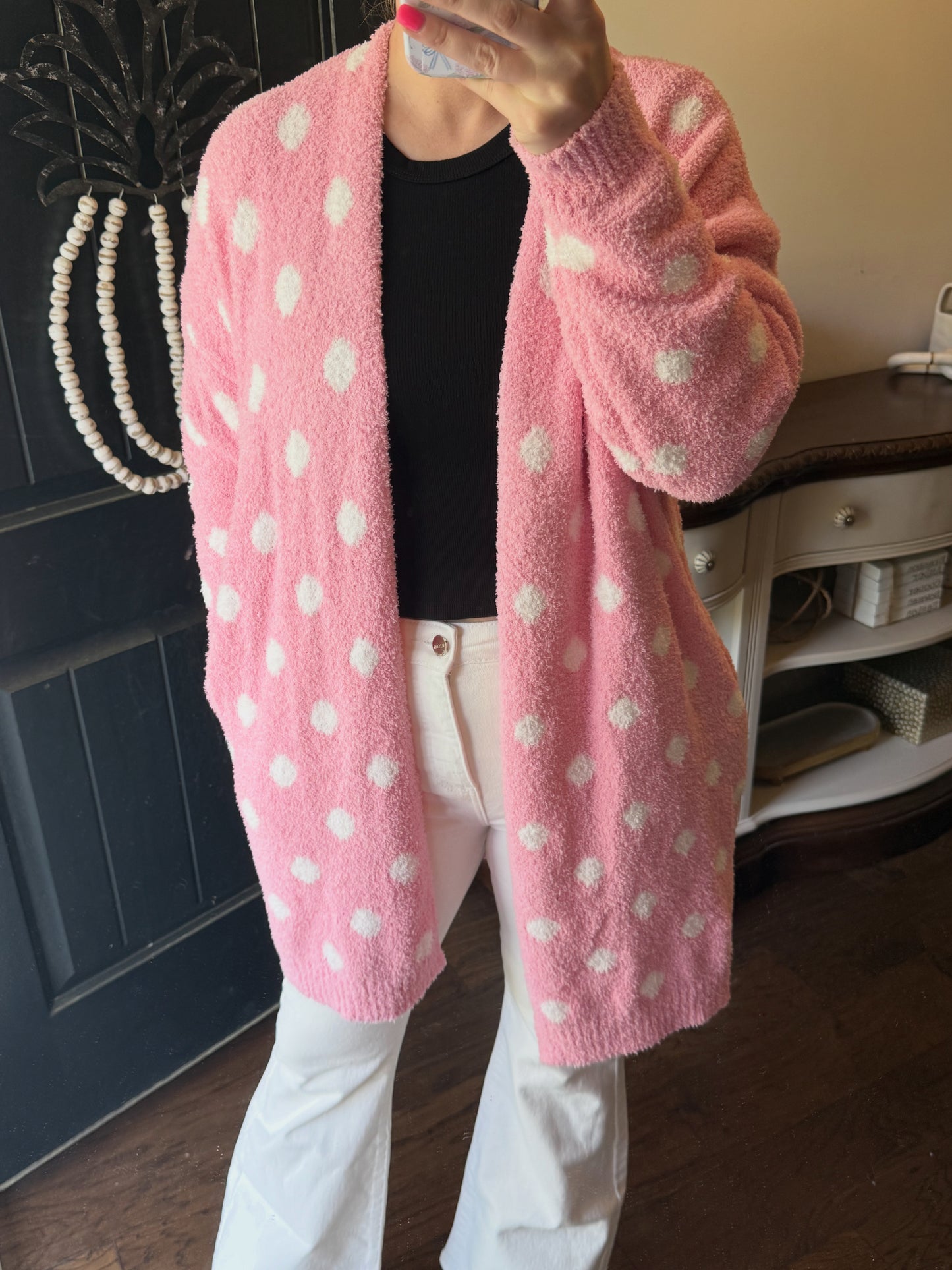 Pink Polka Dot Cardigan