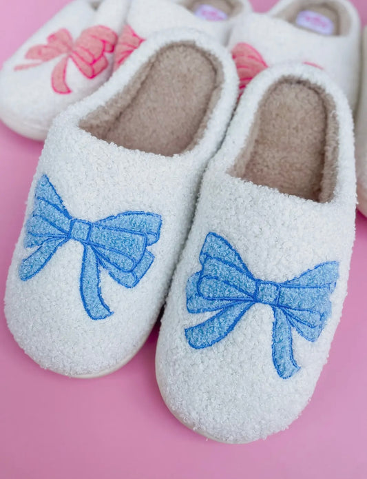 Blue Bow Slippers