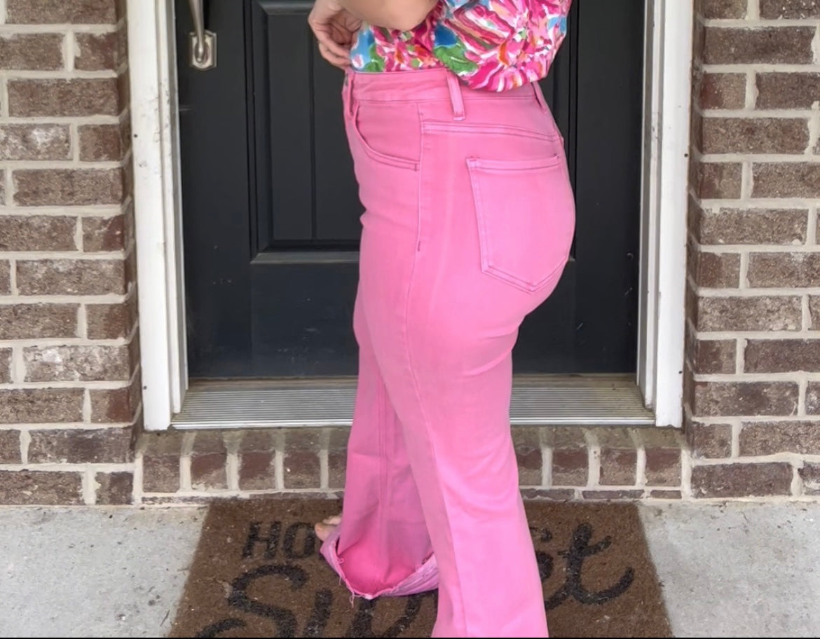 Pink Tummy Control Jeans