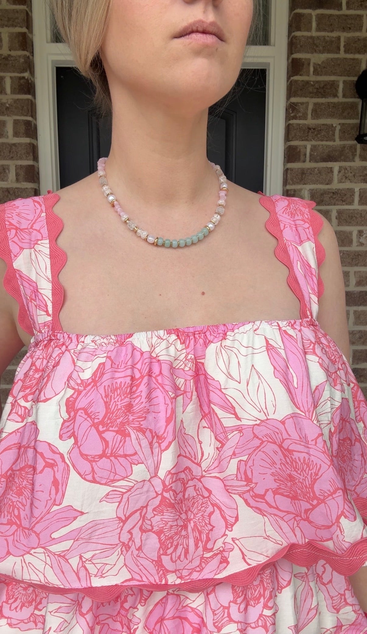 Coastal Charm Pink Floral Tiered Top