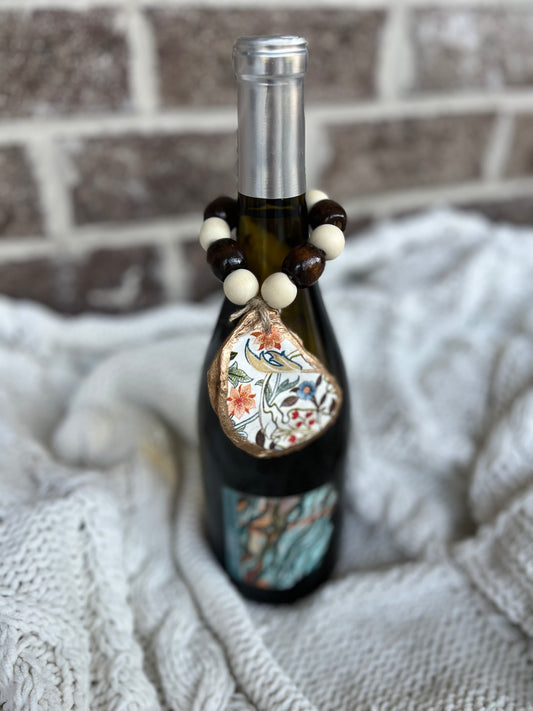 Bottle or Vase Charm- Brown Floral