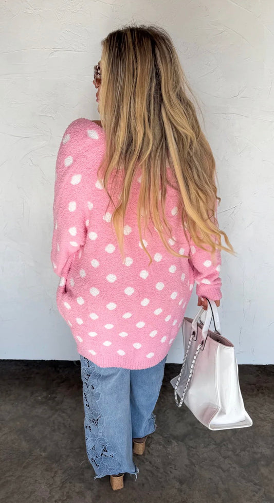 Pink Polka Dot Cardigan
