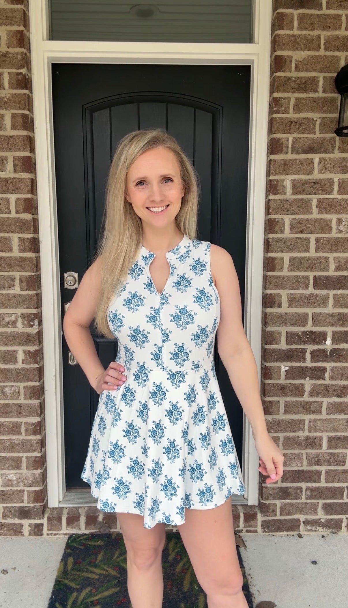 Blue Floral Athleisure Dress