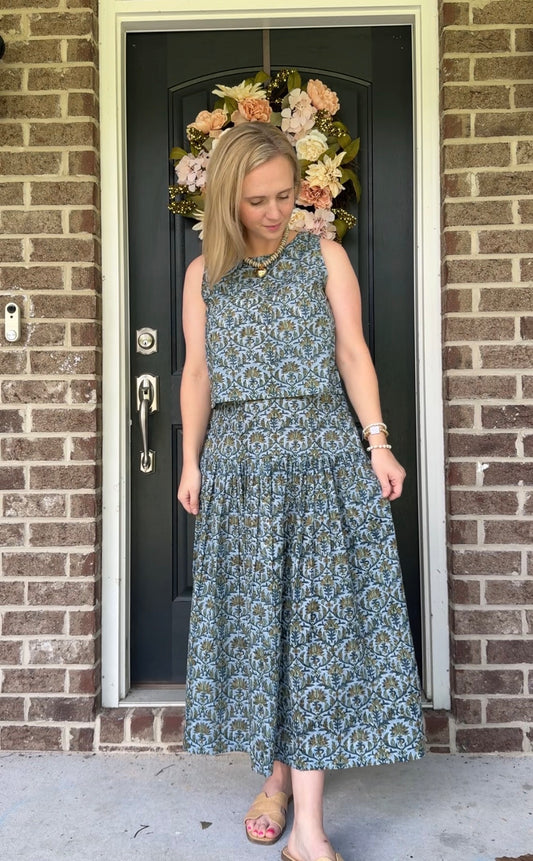 Olive Drop Waist Skirt