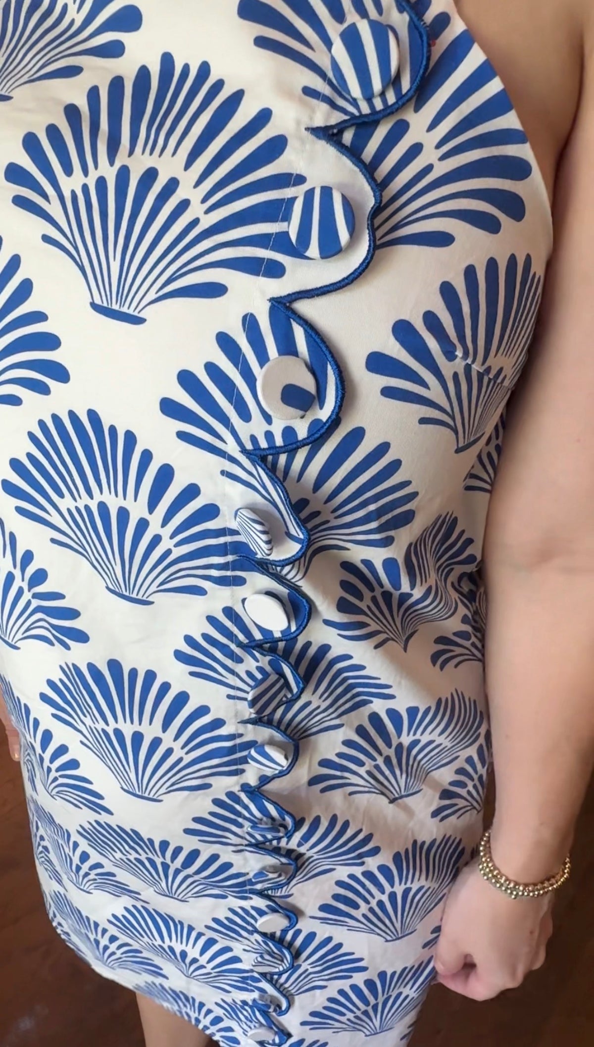 Blue Shell Scallop Trim Dress