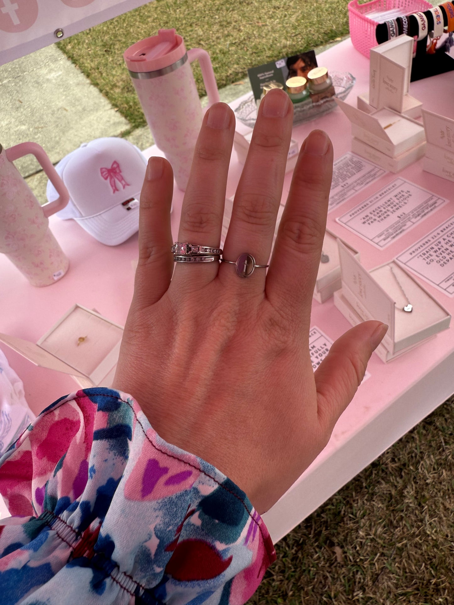 Oval Engraved Cross Ring