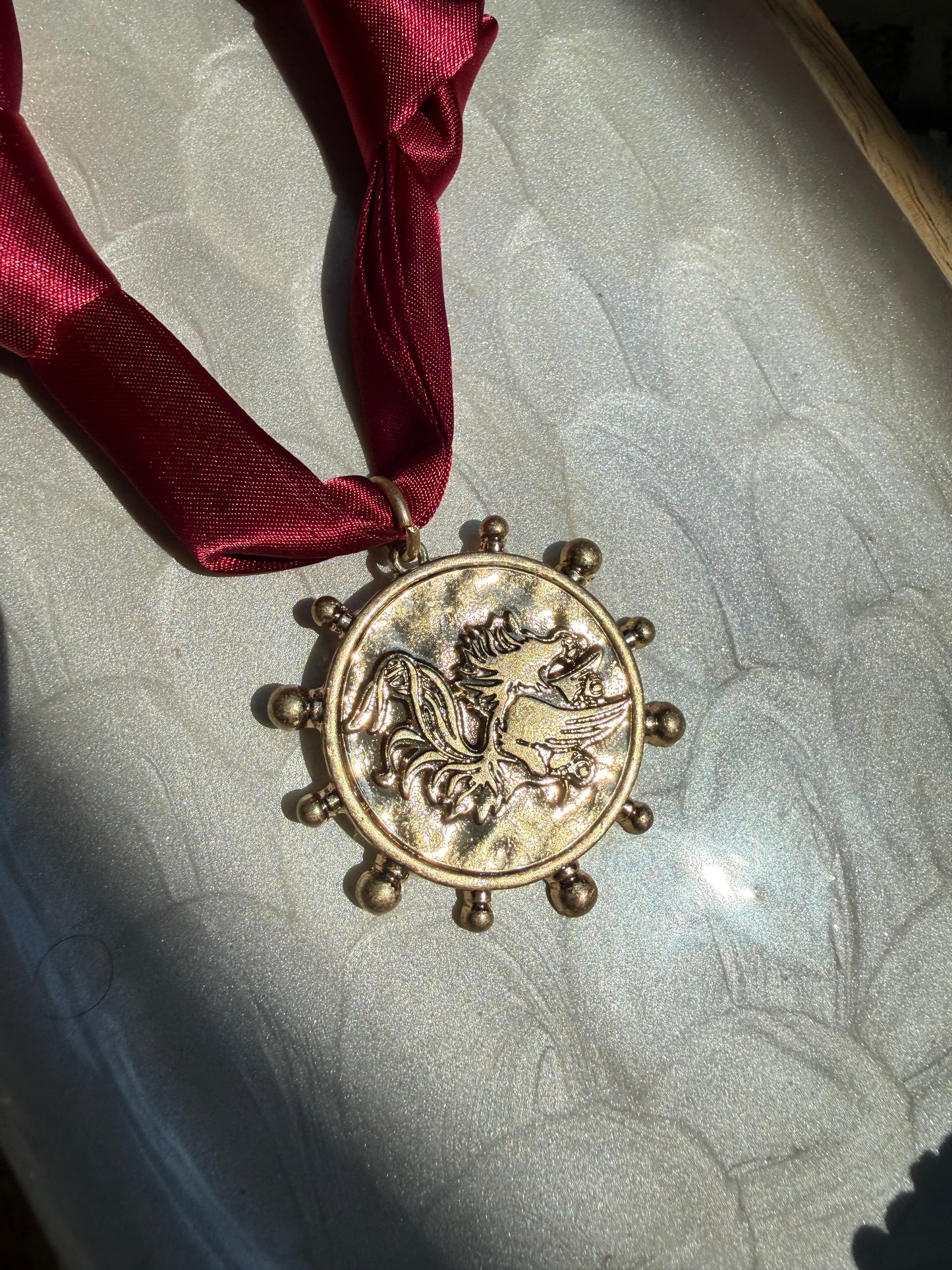 Gamecock Pendant Scarf Necklace