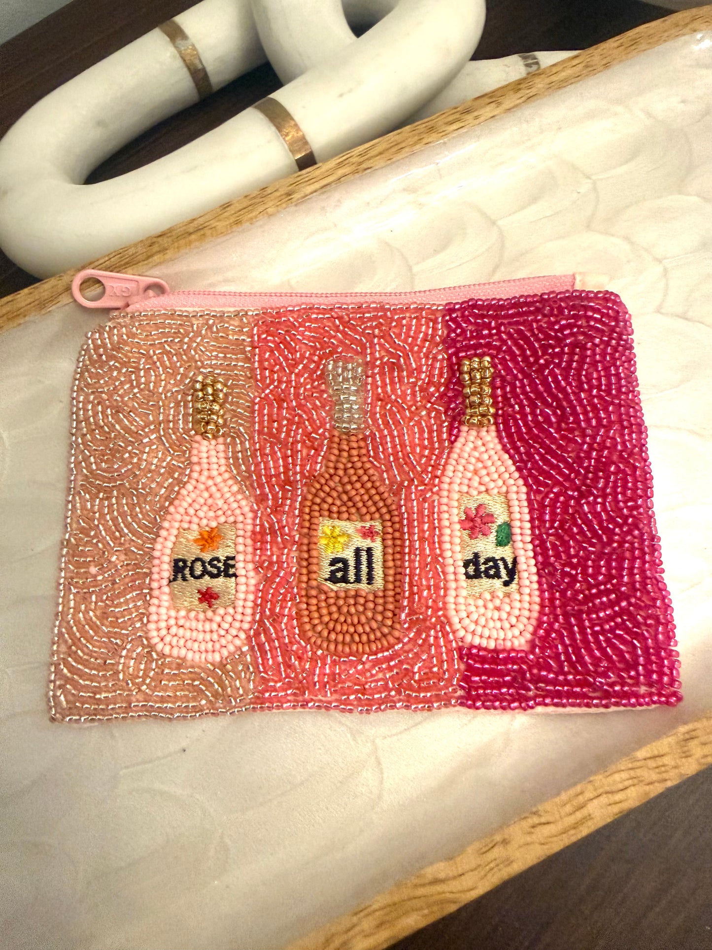 "Rose All Day" Beaded Coin Pouch