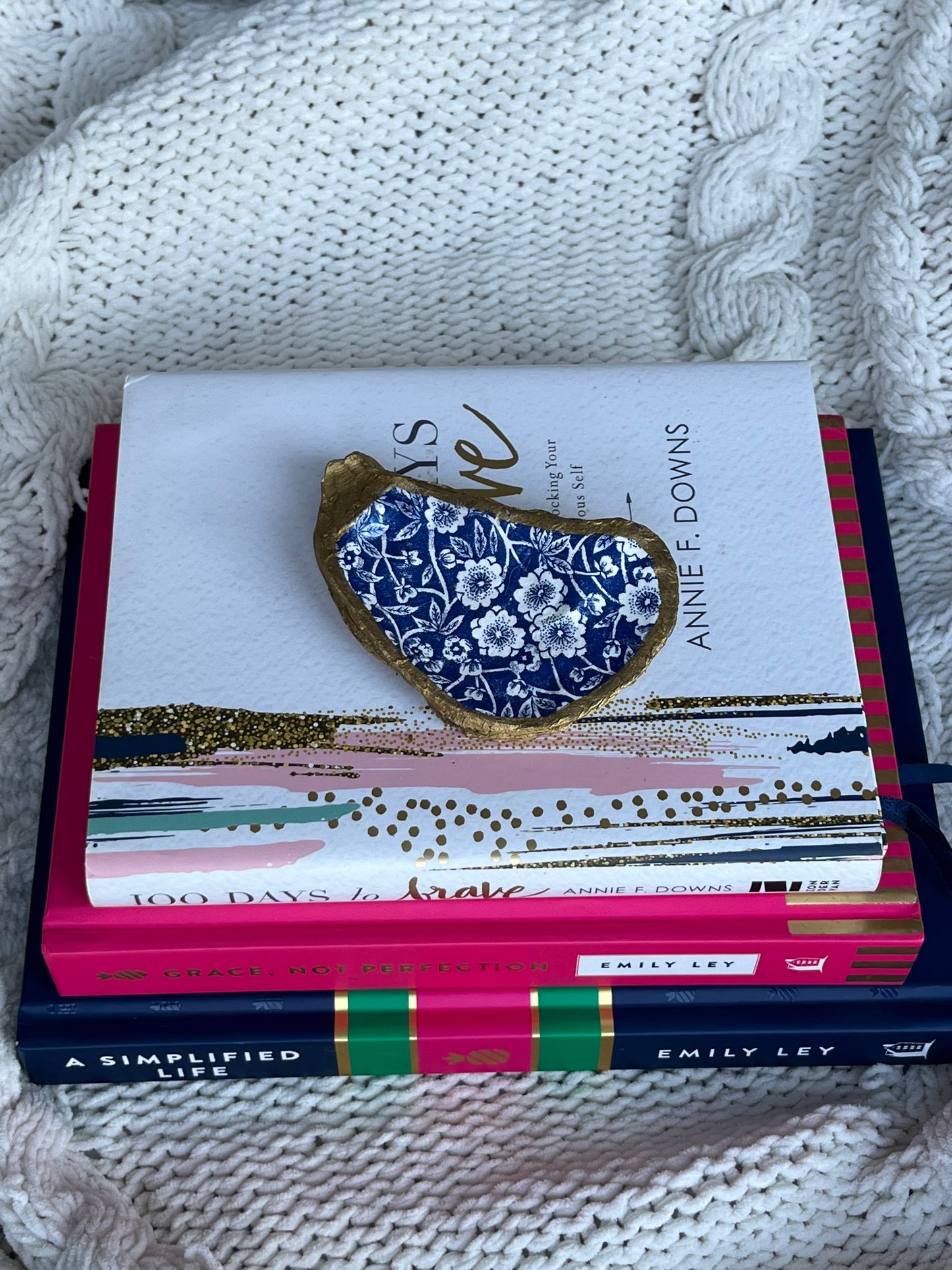 Large Trinket Dish- Blue/White Floral