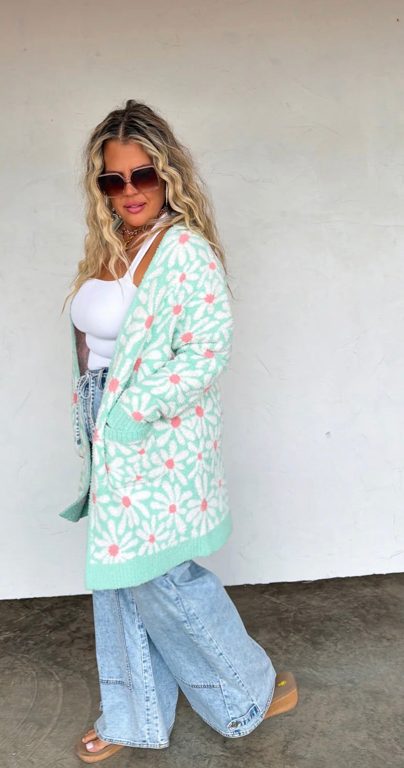Mint Daisy Cardigan