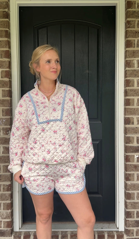 Quilted Pullover Cream/Pink Set