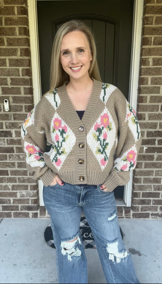 Chunky Floral Cardigan