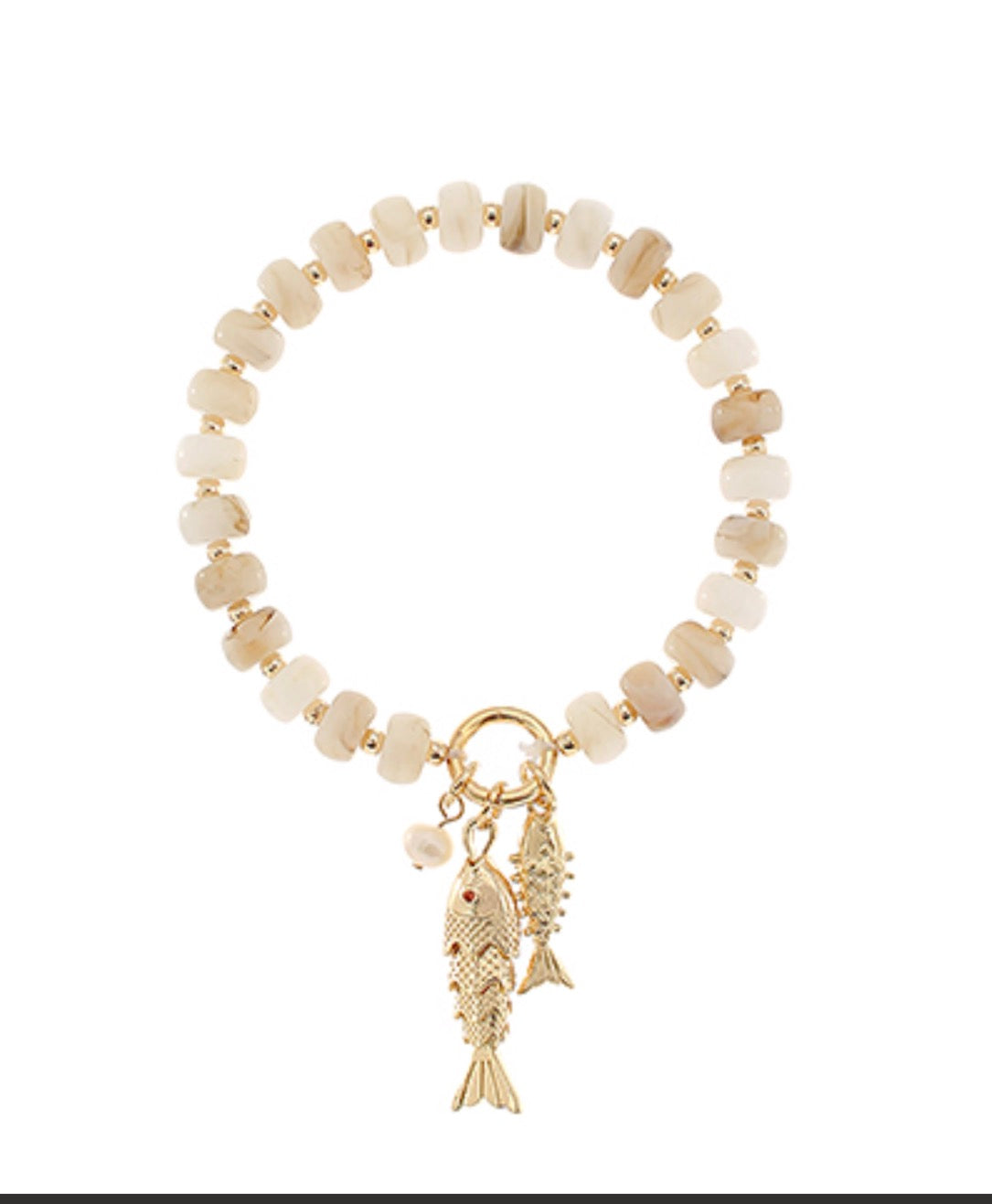 Beaded Fish Charm Bracelet