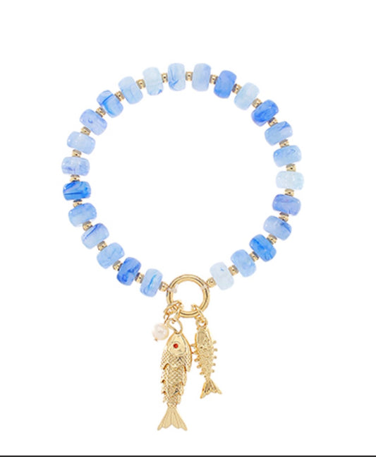 Beaded Fish Charm Bracelet
