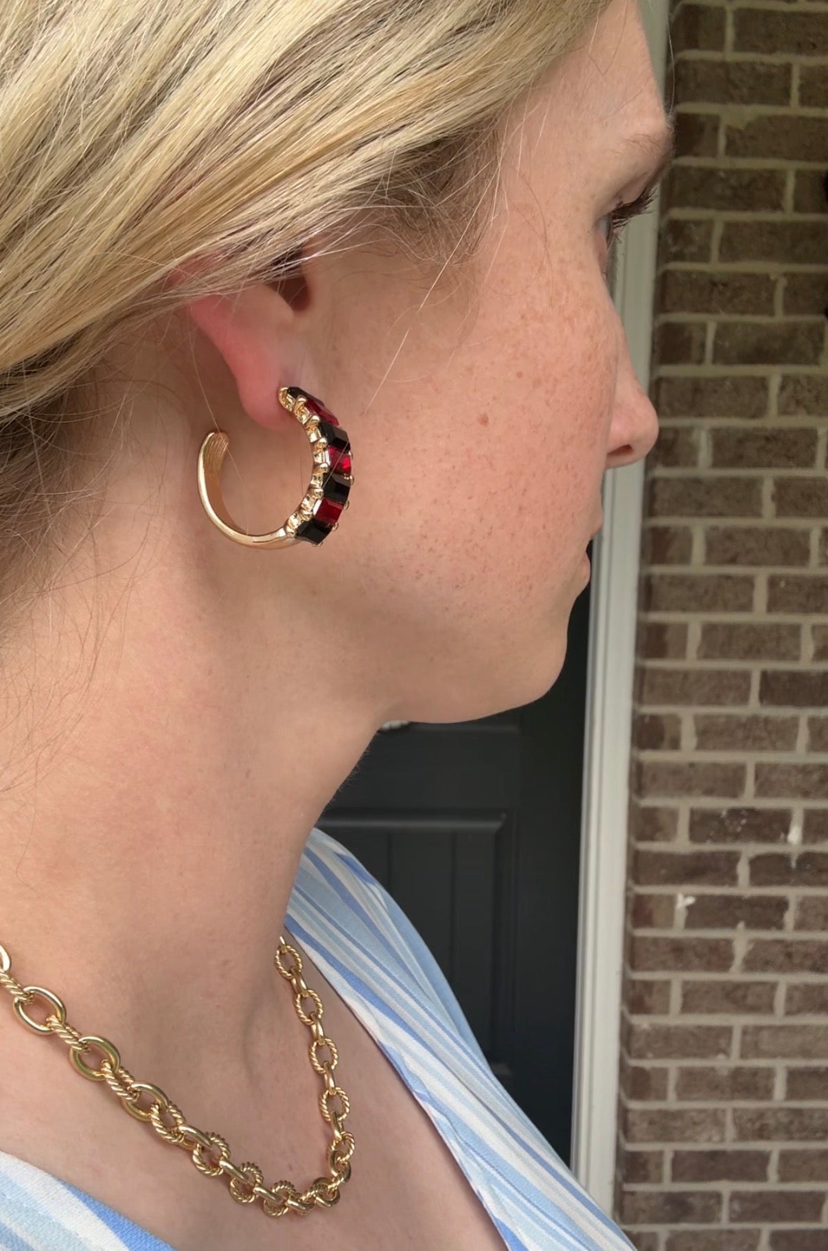 Gameday Garnet/Black Hoop Earrings