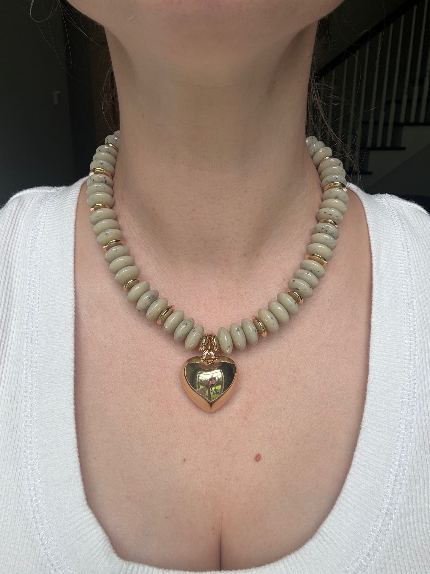 Puffy Heart Beaded Necklace