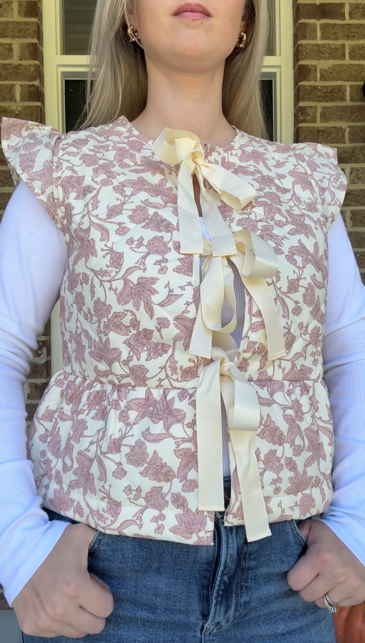 Pink Floral Bow Tie Vest