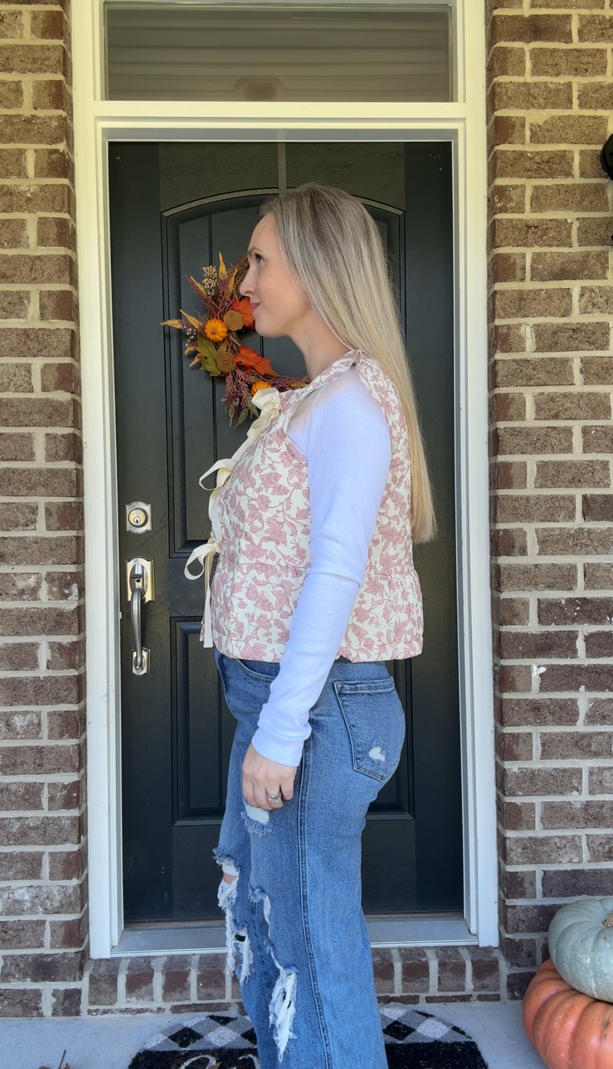 Pink Floral Bow Tie Vest