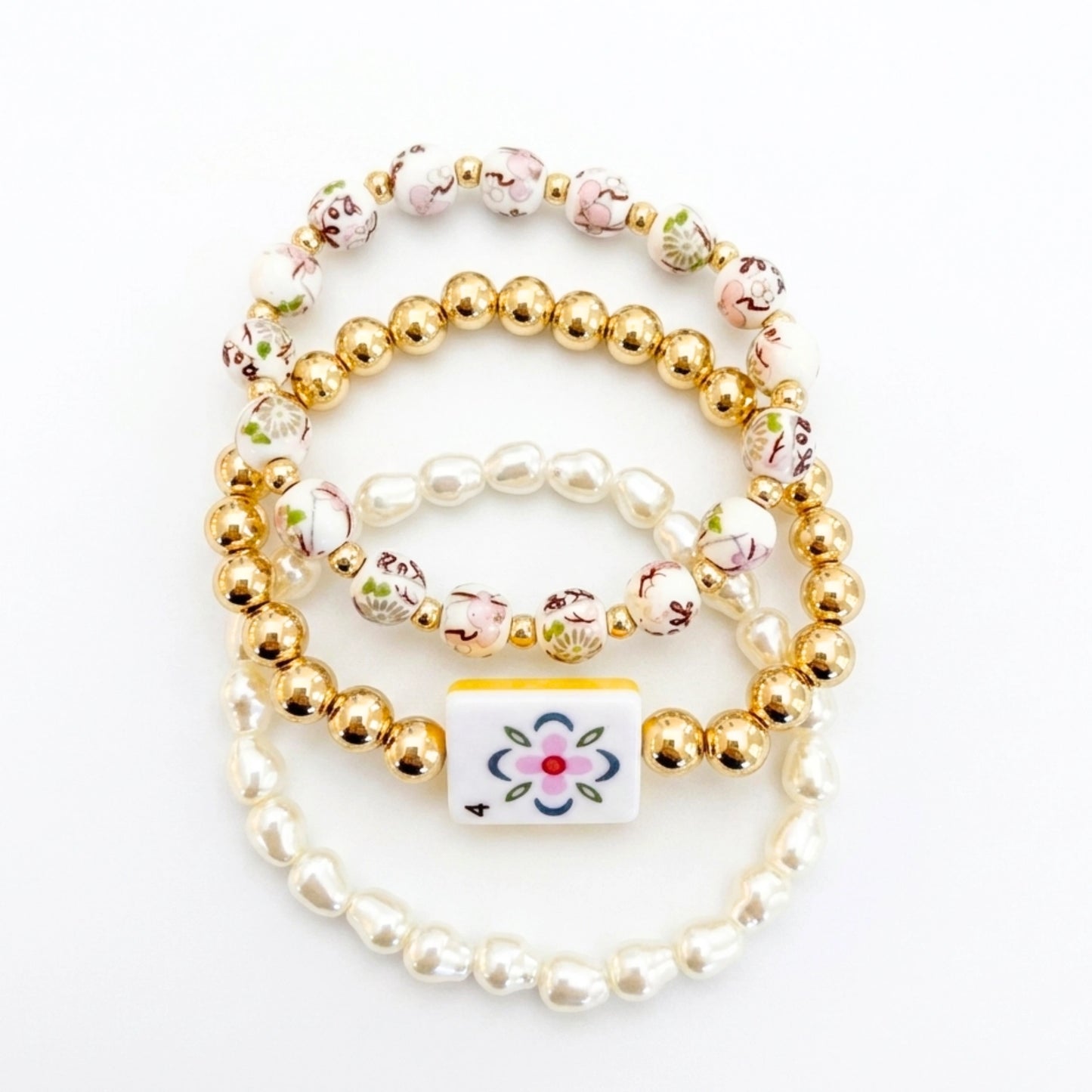 Mahjong Beaded Bracelet Stack