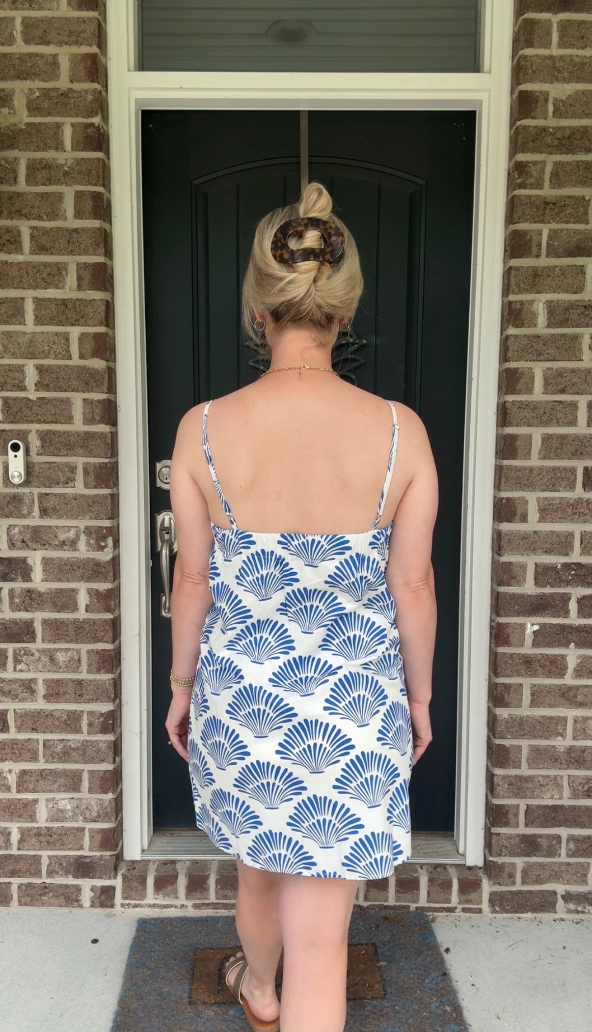 Blue Shell Scallop Trim Dress
