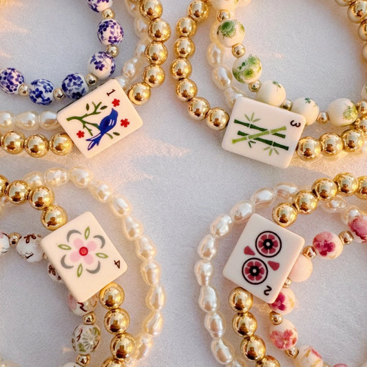 Mahjong Beaded Bracelet Stack