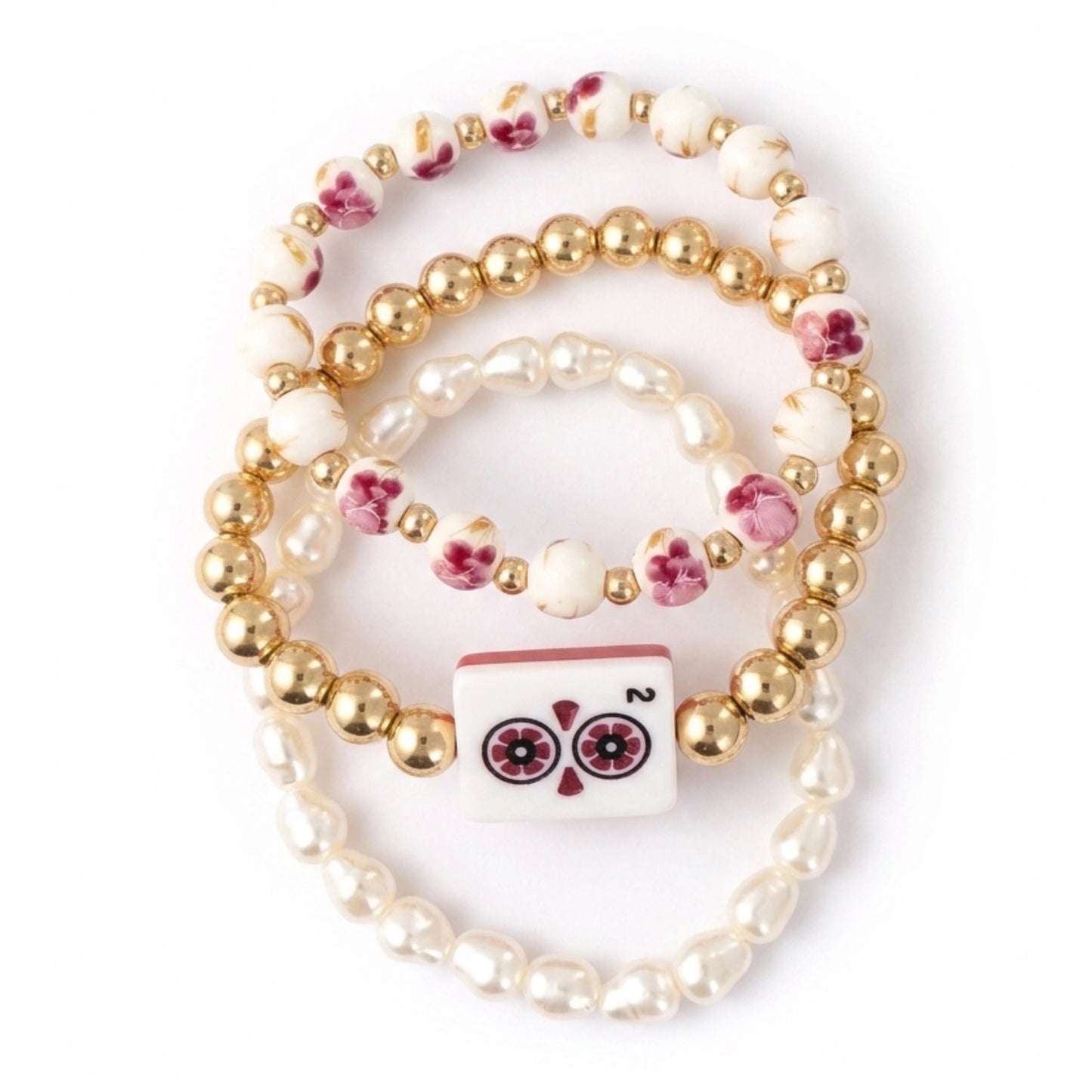 Mahjong Beaded Bracelet Stack