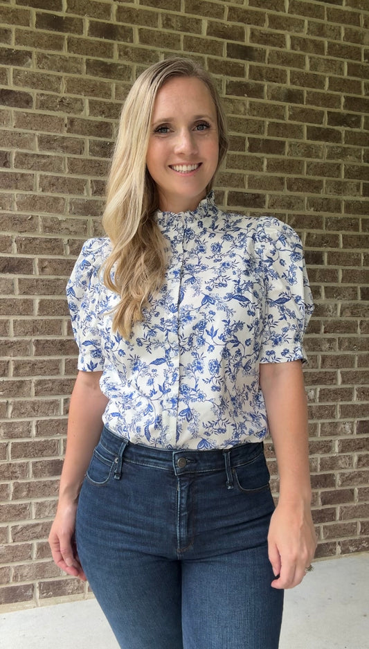 Floral Finley Ruffle Button Down Top